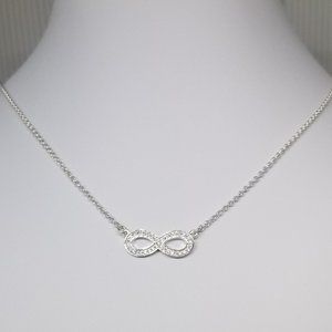 925 Sterling Silver CZ Infinity Necklace